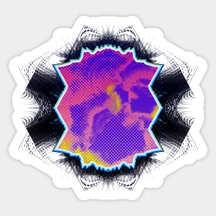 Neon Glitch Fusion - Colorful Abstract Design Sticker